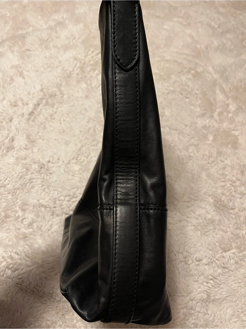 Frye Paige Black Leather Slouchy Hobo Shoulder Bag Handbag Brass Hardware